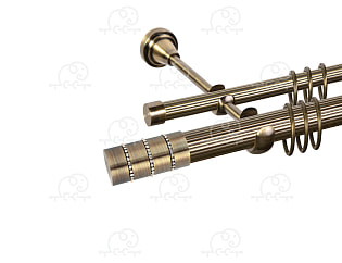 Карниз для штор двухрядный «Лира» D25Р/16Р антик